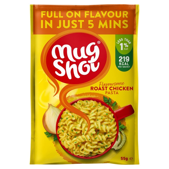 Mug Shot roast chicken instant pasta 55g, imported from the UK