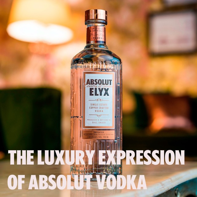 Absolut Elyx premium Swedish vodka bottle 70cl - British product