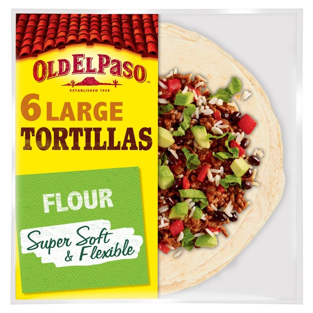 Old El Paso large super soft flour tortilla wraps 350g 6 pack, imported from the UK
