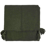 M&S knitted tassel throw dark green, imported from the UK