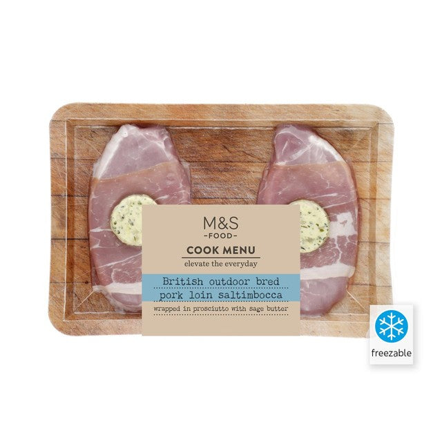 M&S pork saltimbocca 300g, imported from the UK