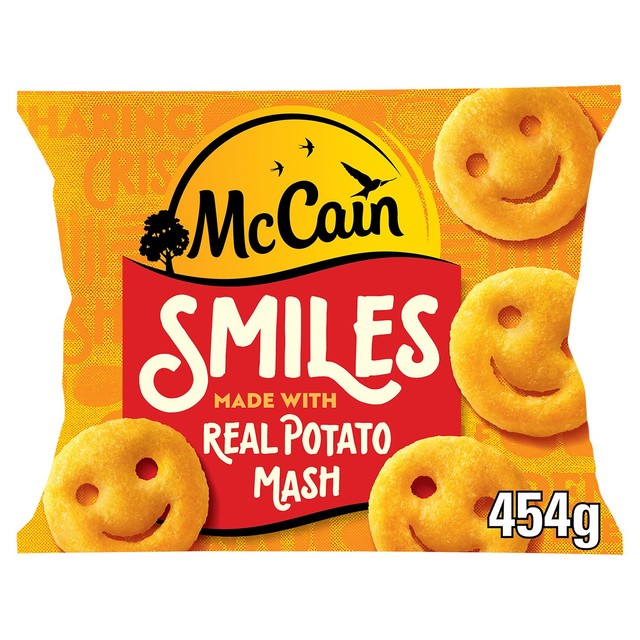 McCain Potato Smiles frozen potato snacks 454g, imported from the UK