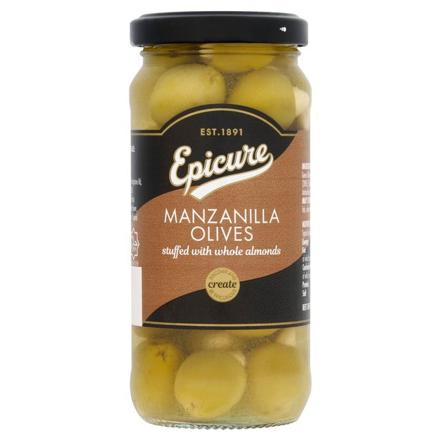 Epicure Manzanilla Olives stuffed with almonds 240g - British product