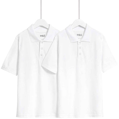 M&S Unisex Regular Polo White Polo Shirt 12-13 Years