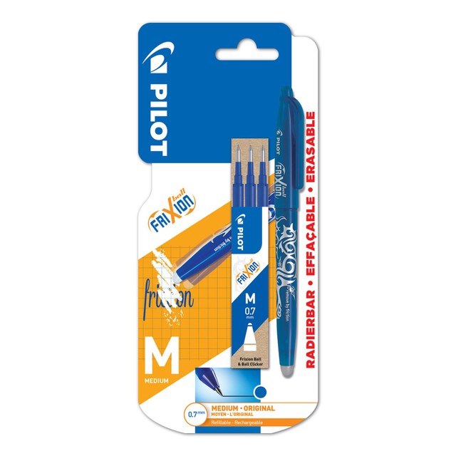 Pilot FriXion Ball erasable rollerball pen Blue 0.7mm, imported from the UK