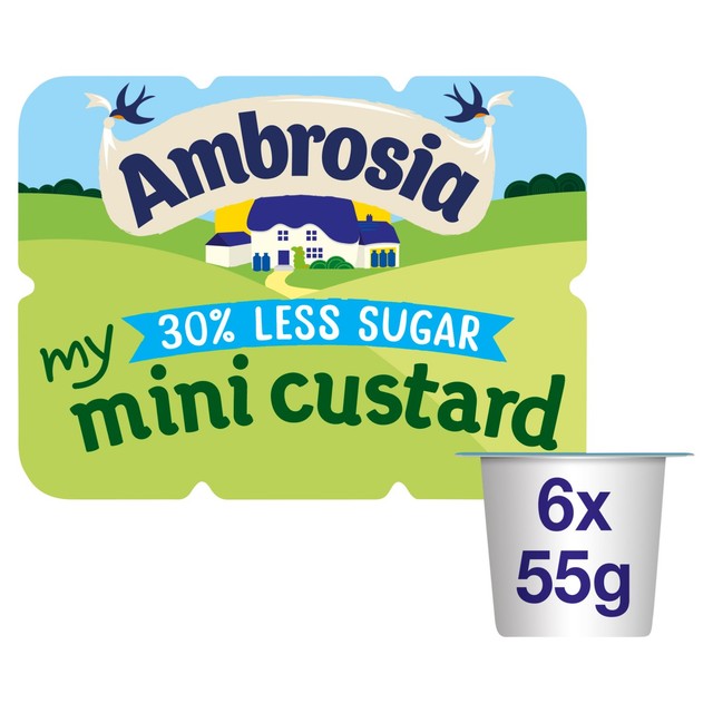 Ambrosia Mini Reduced Sugar Custard Pots 6x55g - British product