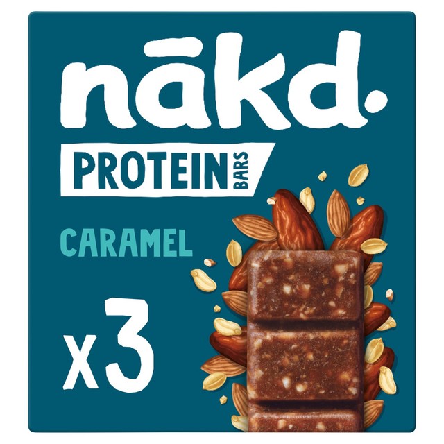 Nakd caramel protein snack bar 3 x 45g, imported from the UK
