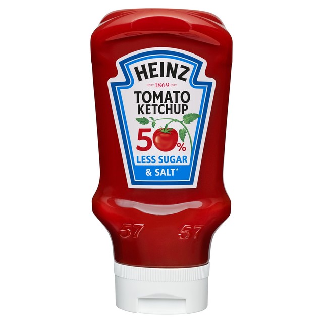 Heinz tomato ketchup 50% less sugar and salt 435g, UK version