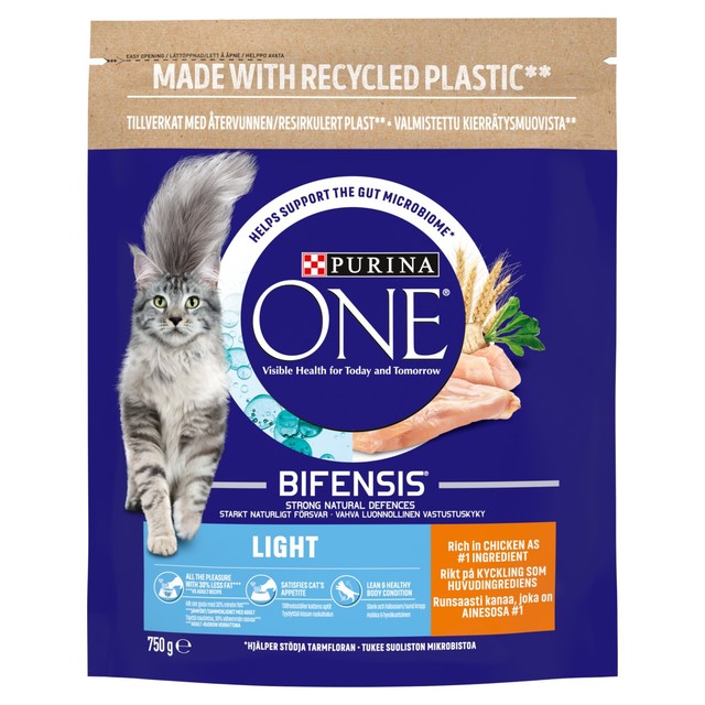 Purina One Light Chicken dry cat food 750g, imported from the UK