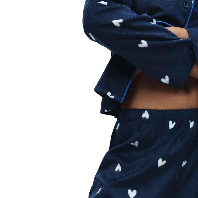 M&S fleece pyjama set navy heart print XXL - British product
