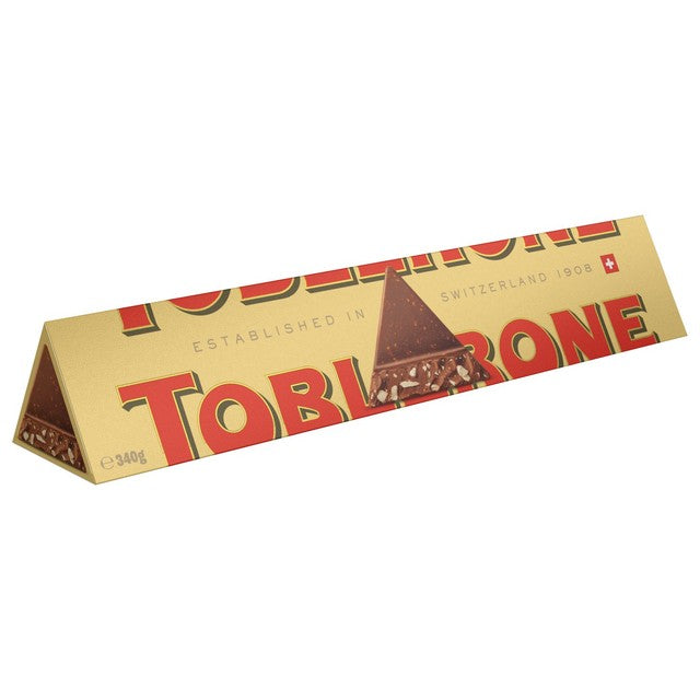 Toblerone milk chocolate bar with honey and almond nougat 340g (British brand)