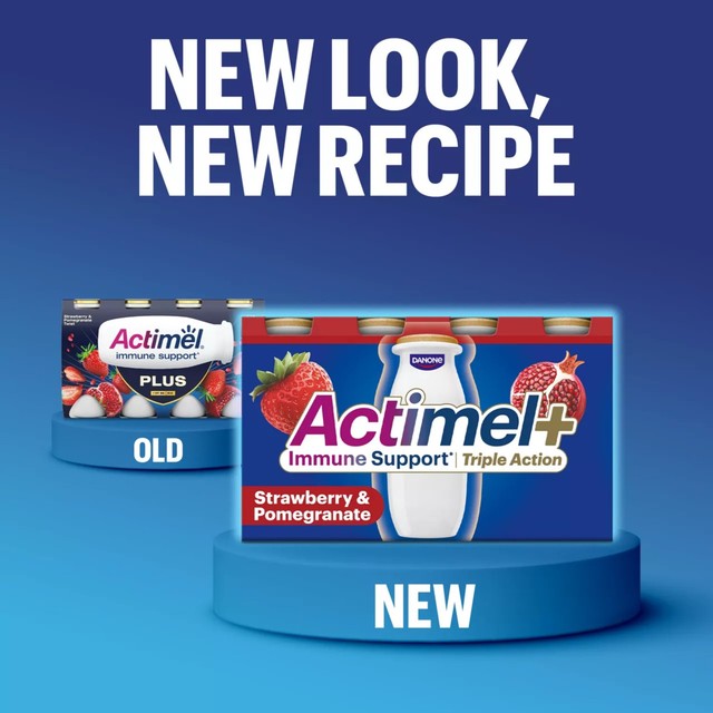 Actimel Triple Action blackberry and blueberry yoghurt drink 8 x 100g - British product