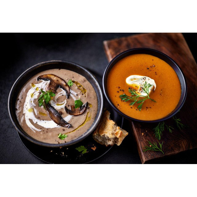 M&S Calabrian mushroom & truffle soup 560g, imported from the UK