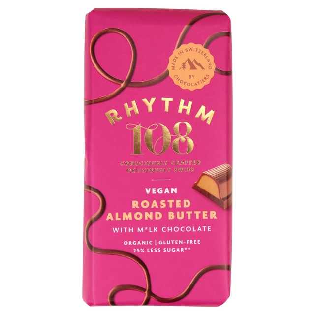 Rhythm 108 Swiss chocolate bar 100g, imported from the UK