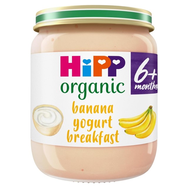 HiPP banana yogurt breakfast baby food jar 125g, UK version
