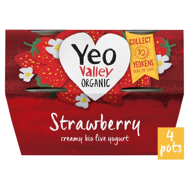 Yeo Valley Organic strawberry yoghurt pots 4 x 110g (British brand)