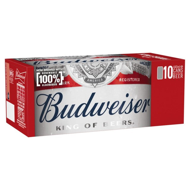 Budweiser lager beer cans 10 x 440ml - British product