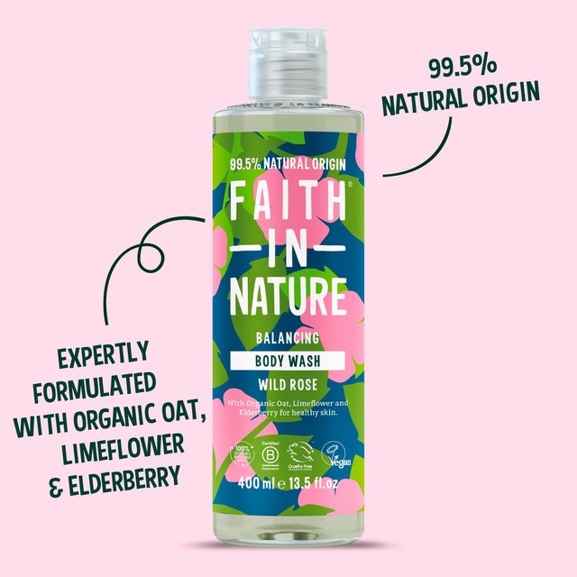 Faith In Nature wild rose body wash 400ml - British product
