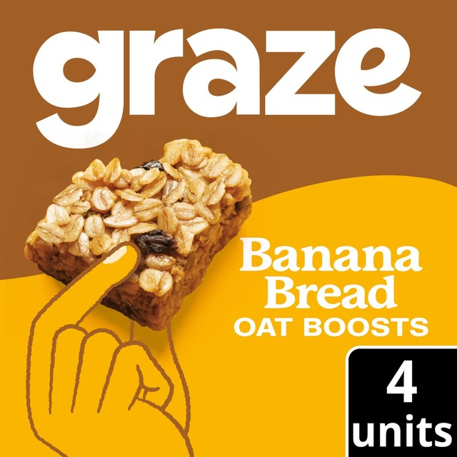 Graze Banana Bread Oat Boosts flapjack bars 4 x 30g, UK version