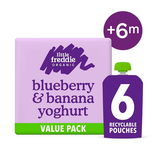 Little Freddie blueberry and banana yoghurt pouch 6 x 100g, UK version