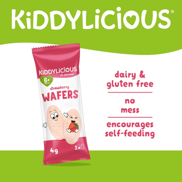 Kiddylicious strawberry maxi wafers baby rice wafers 10 x 4g, UK version