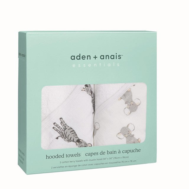 Aden + Anais Safari Babes hooded baby towel - British product