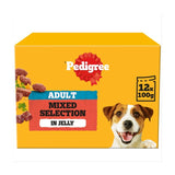 Pedigree adult dog wet food pouches mixed selection in jelly 12 x 100g, imported from the UK