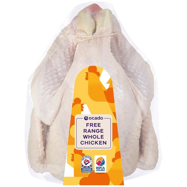Ocado free range whole chicken 1.8kg, imported from the UK