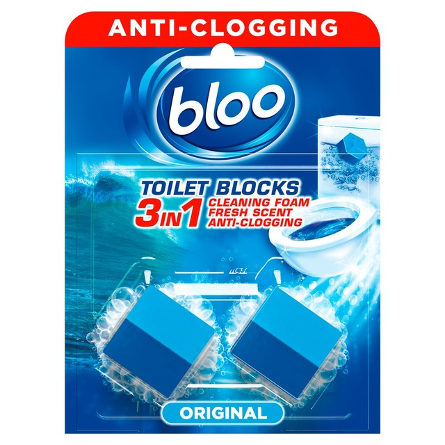 Bloo original blue toilet rim blocks 2 x 50g - British product