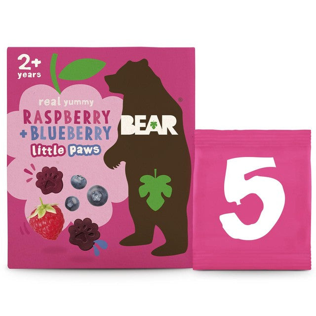 Bear fruit shapes raspberry and blueberry 5 x 20g multipack - British product