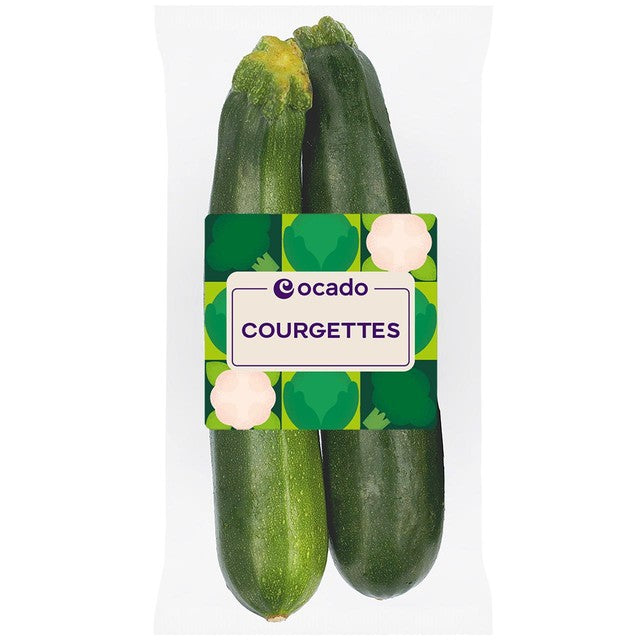 Ocado fresh dark green courgettes 500g pack, imported from the UK