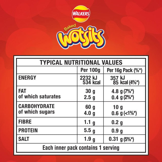 Wotsits Sweet & Spicy corn puffs multipack 6x16g (British brand)
