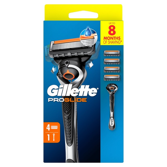 Gillette ProGlide Flexball manual razor starter pack with 4 blades - British product