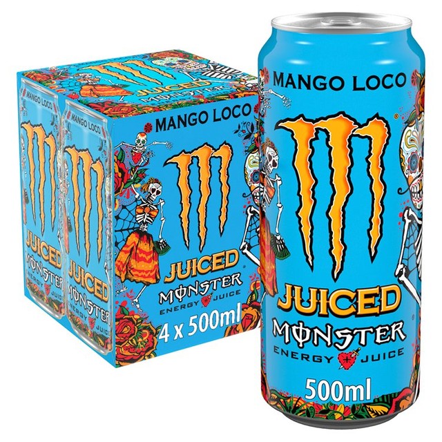 Monster Mango Loco energy drink 500ml, imported from the UK