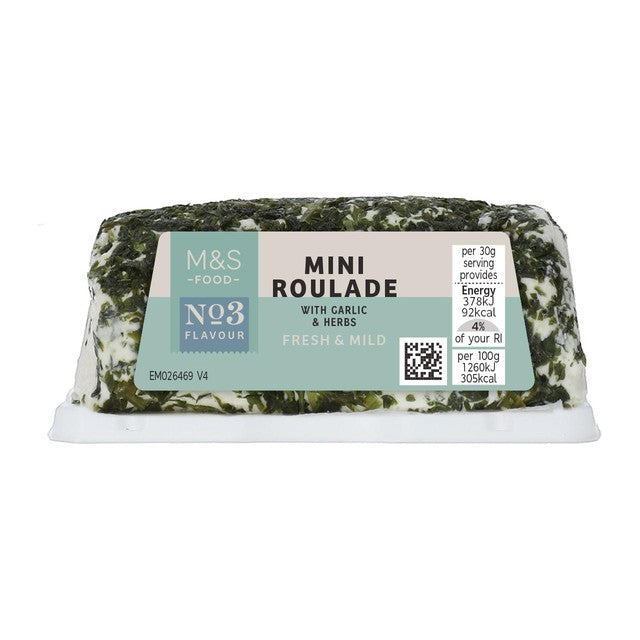 M&S cheese roulade with garlic and herbs 125g, imported from the UK