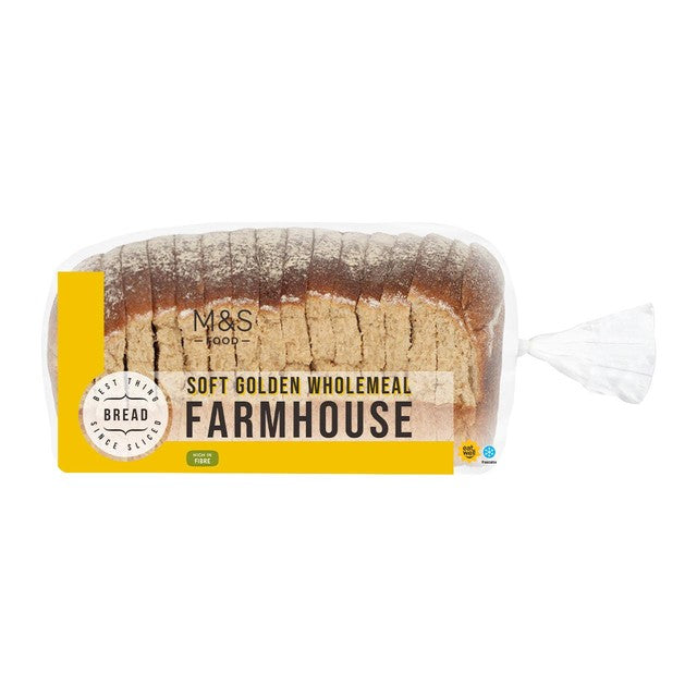 M&S soft wholemeal farmhouse bread loaf 800g, imported from the UK