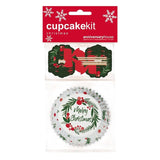 Creative Party Merry Christmas Wreath Cupcake Decorating Kit 28-Piece Pack - British product