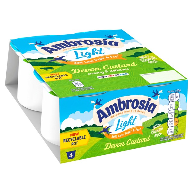 Ambrosia light custard dessert pots 4 x 120g - British product