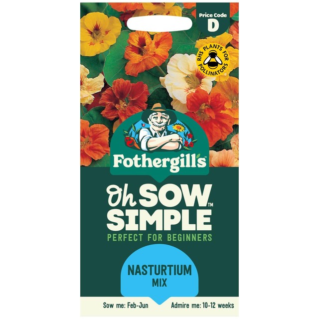 Mr Fothergills Nasturtium Mix flower seeds 25 seeds, imported from the UK