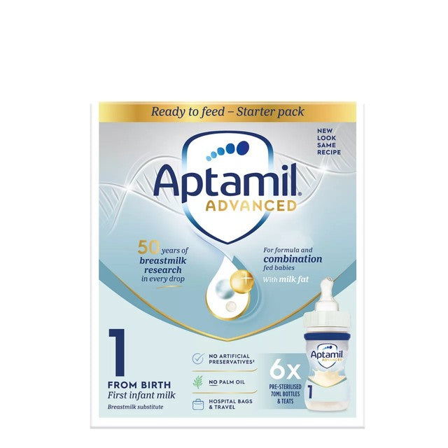 Aptamil Advanced infant formula milk liquid starter pack 6 x 70ml - British product