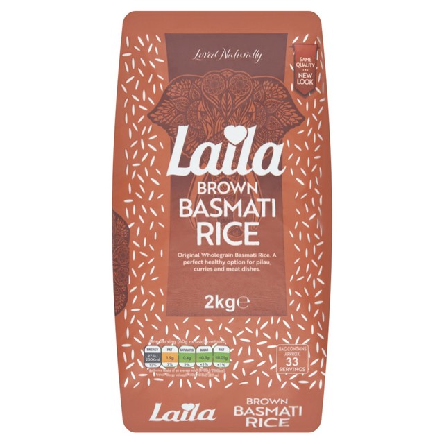 Laila Brown Basmati Rice 2kg, UK version