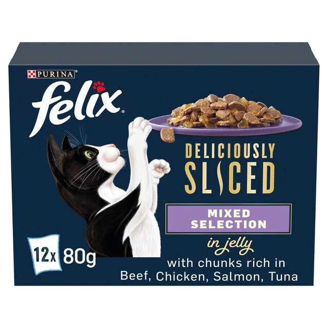 Felix wet cat food mixed selection in jelly 12 x 80g multipack - British product