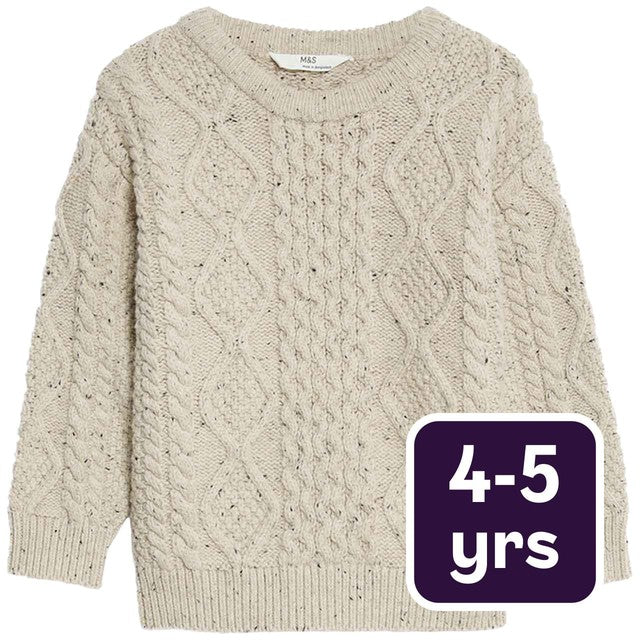 M&S cable knitted jumper neutral 4-5 years imported from the UK