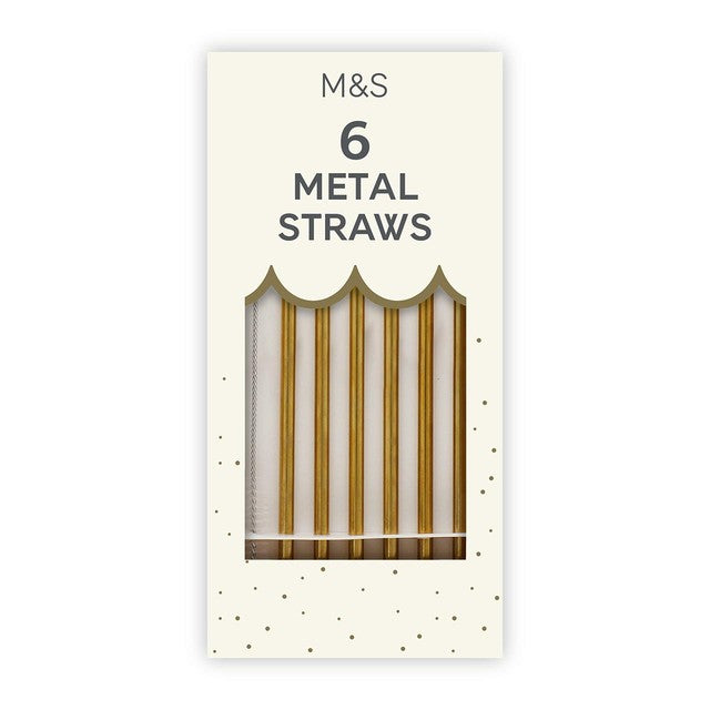 M&S gold metal straws 6 pack, imported from the UK