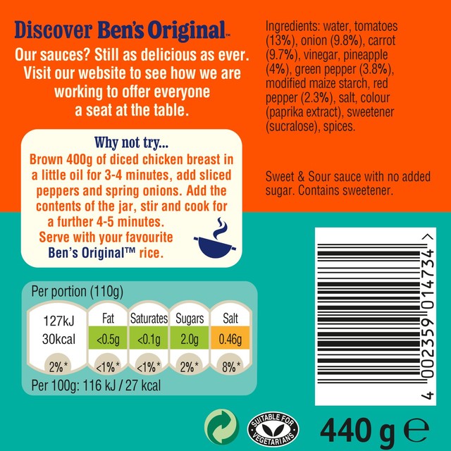 Ben's Original sweet & sour cooking sauce 440g - British product