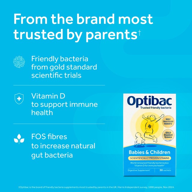 Optibac babies and children probiotic powder 30 sachets, imported from the UK