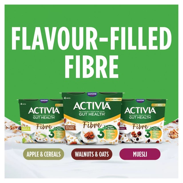 Activia Fibre Walnut & Oat Yoghurt 4 x 115g - British product