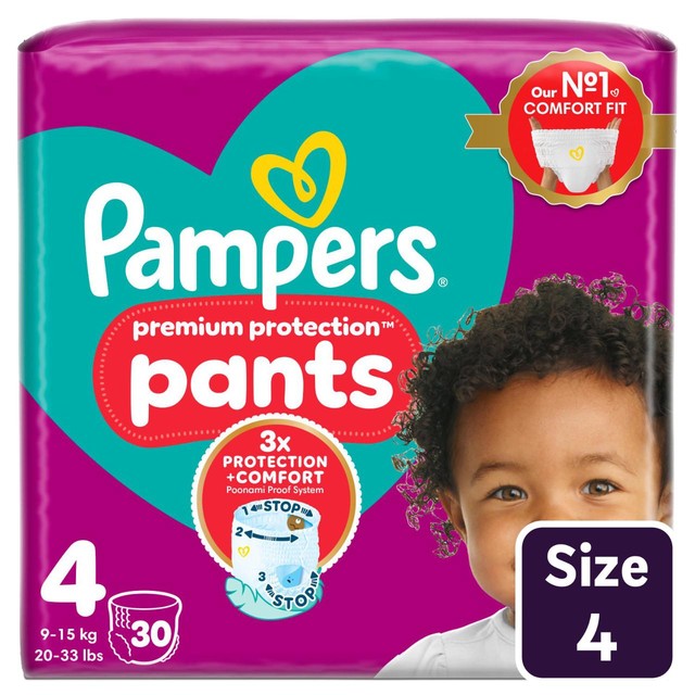 Pampers Premium Protection nappy pants Size 4 (9-15kg), imported from the UK