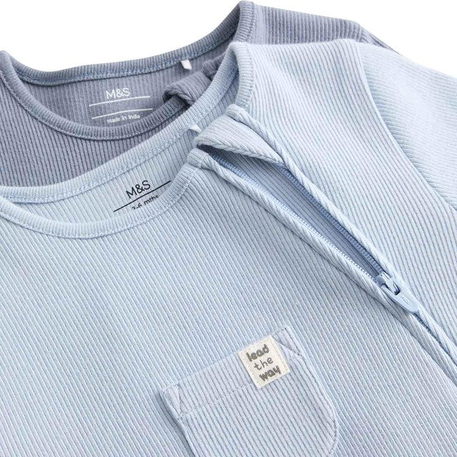 M&S sleepsuits blue 9-12 months, imported from the UK