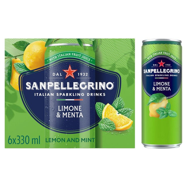 San Pellegrino Lemon & Mint sparkling soft drink 6 x 330ml (British brand)